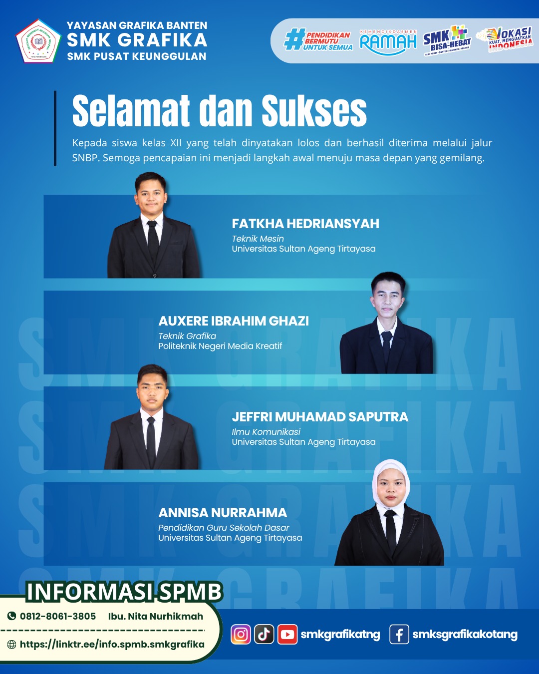 Kebanggaan SMK Grafika: Selamat Kepada Siswa Berprestasi Lulus SNBP 2026!